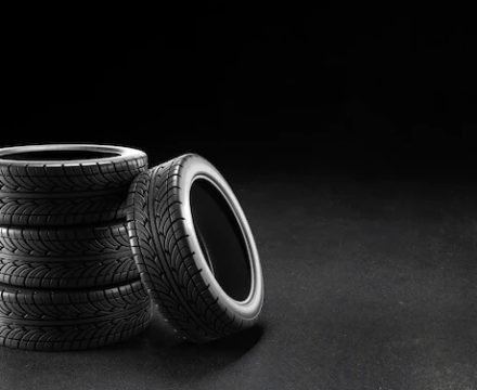 Rear view of an Audi wheel and tyre prepared for a condition check