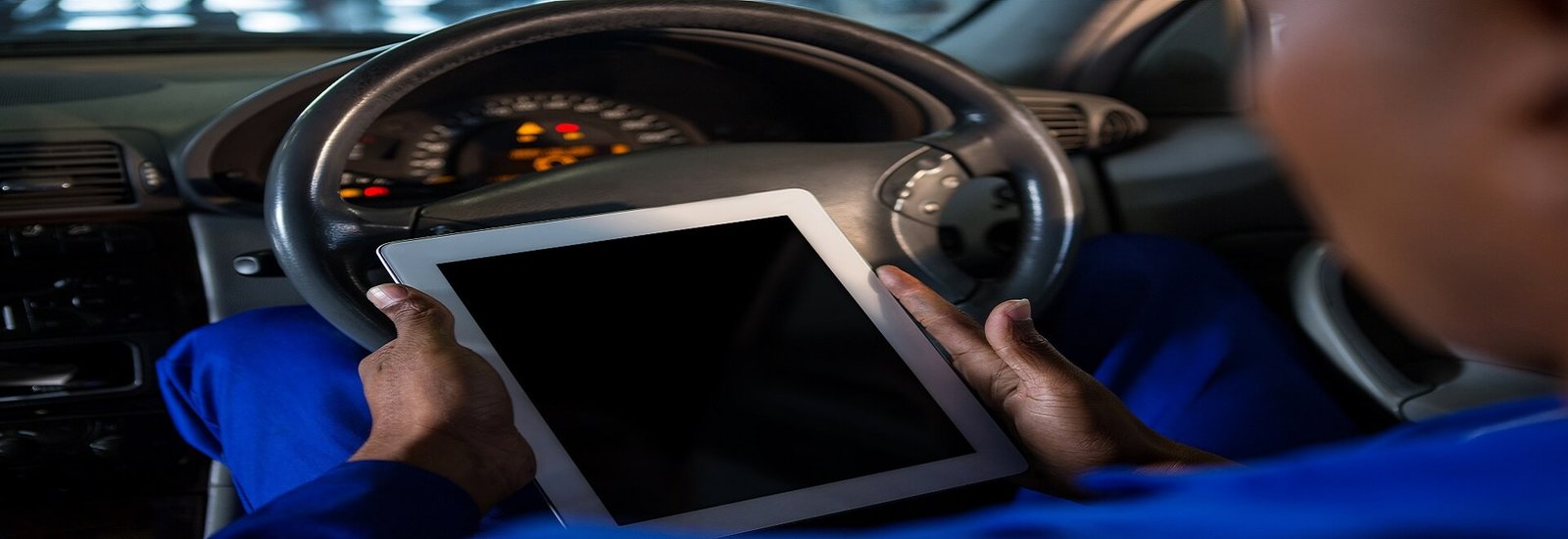Car steering inspection at an Auto Repair UAE workshop in Dubai