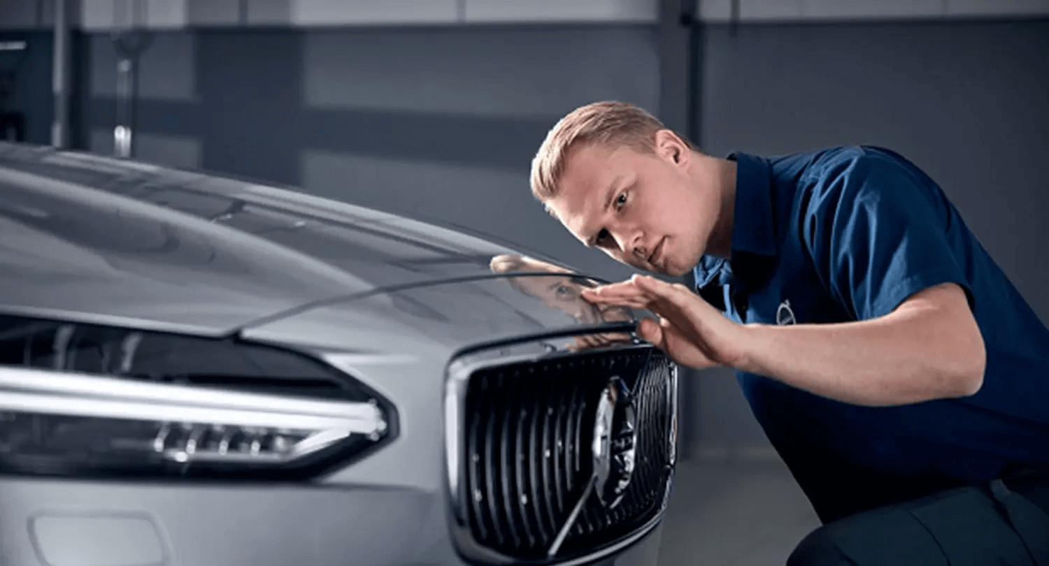 BMW body panel prepared for professional dent repair
