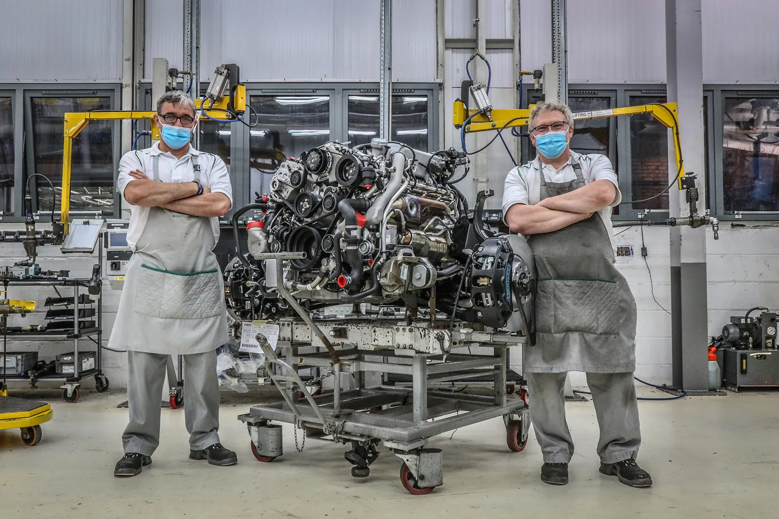 Bentley engine being inspected for repair in Dubai