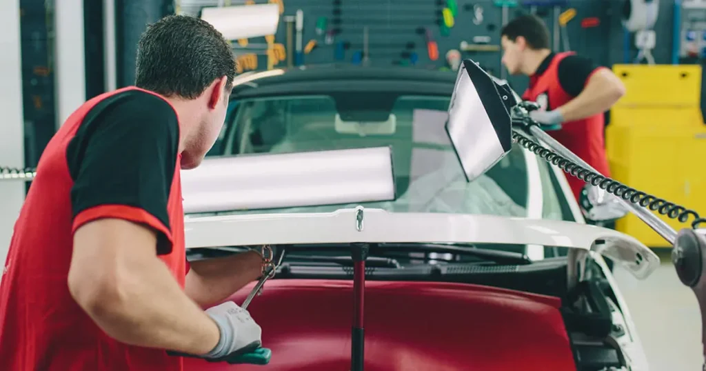 Chevrolet dent repair and panel inspection in Dubai