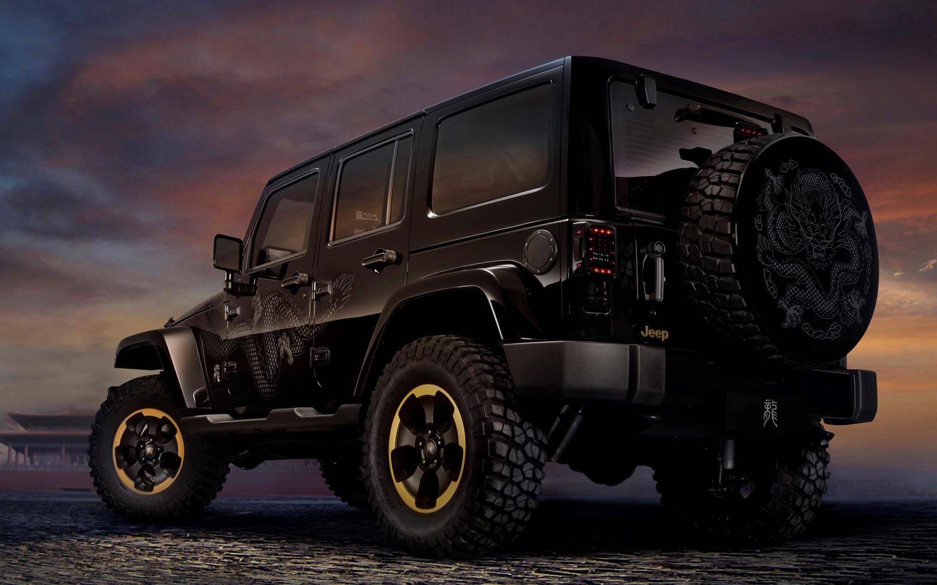 Jeep tyre and wheel ready for inspection in a Dubai workshop