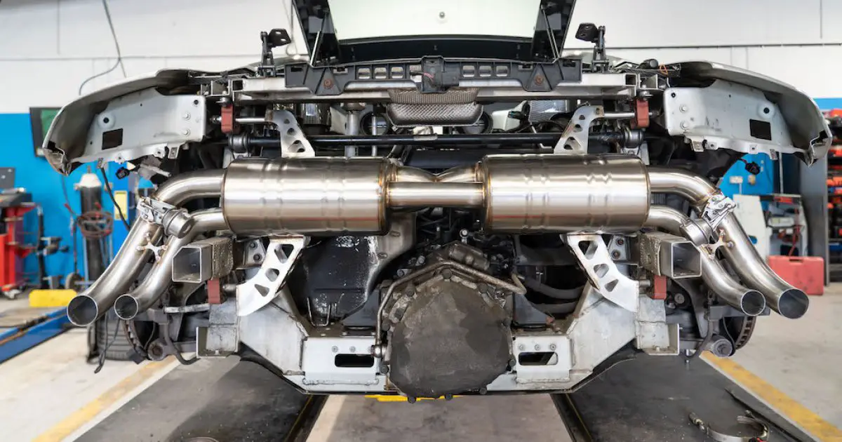 Rear transmission and driveline area exposed for workshop service