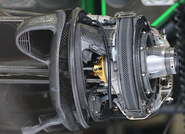 McLaren brake assembly prepared for workshop inspection