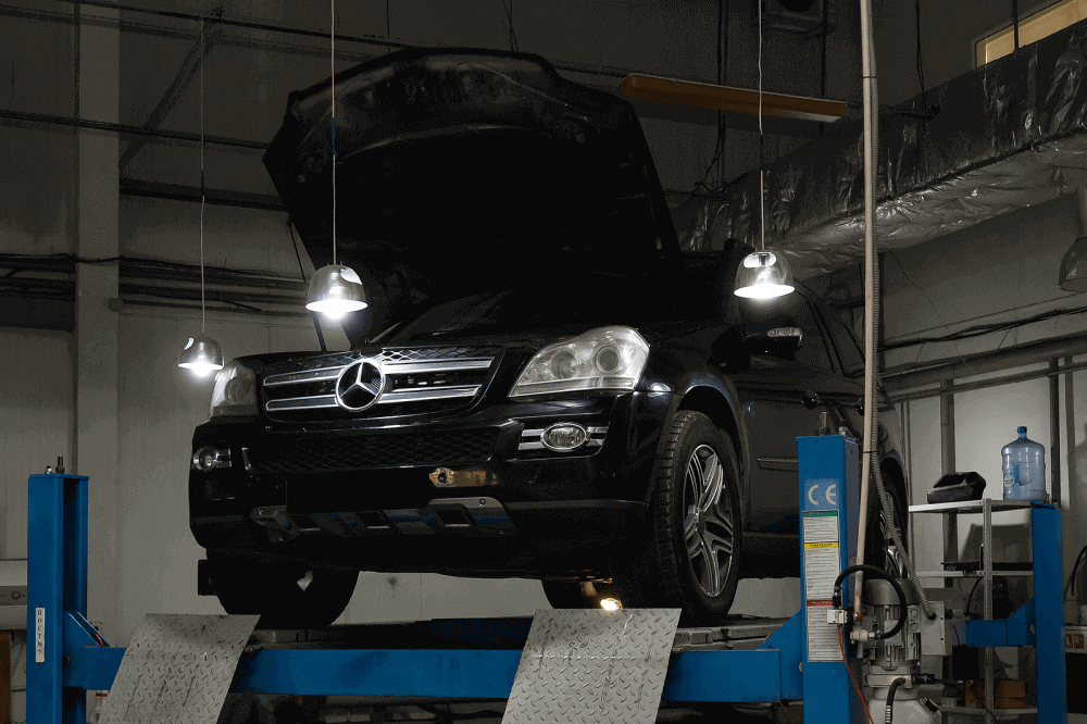 Mercedes engine components prepared for specialist repair