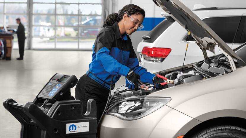 Replacement battery prepared for a Dodge in Dubai