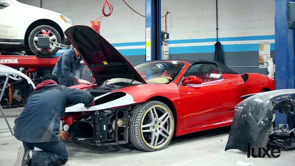 Ferrari body shop inspection and collision repair in Dubai
