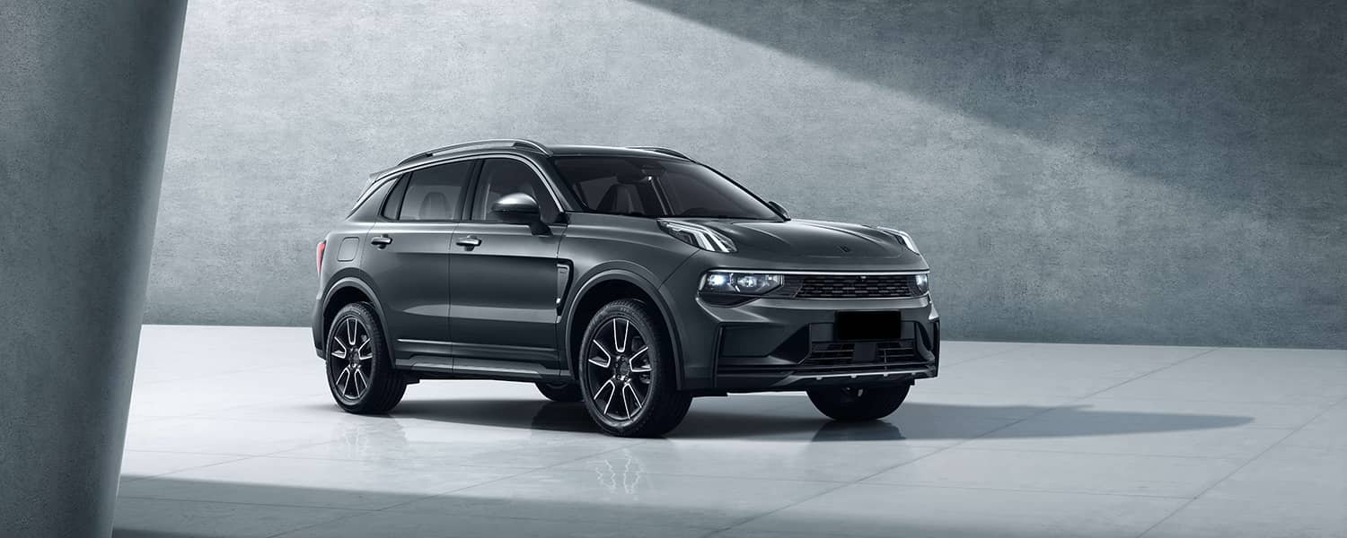 Gray Lynk & Co SUV in a studio setting