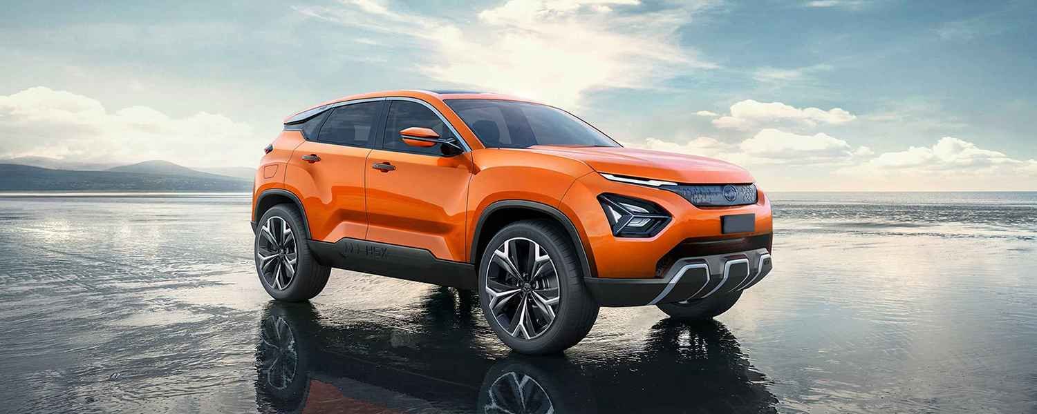 Orange Tata SUV photographed outdoors
