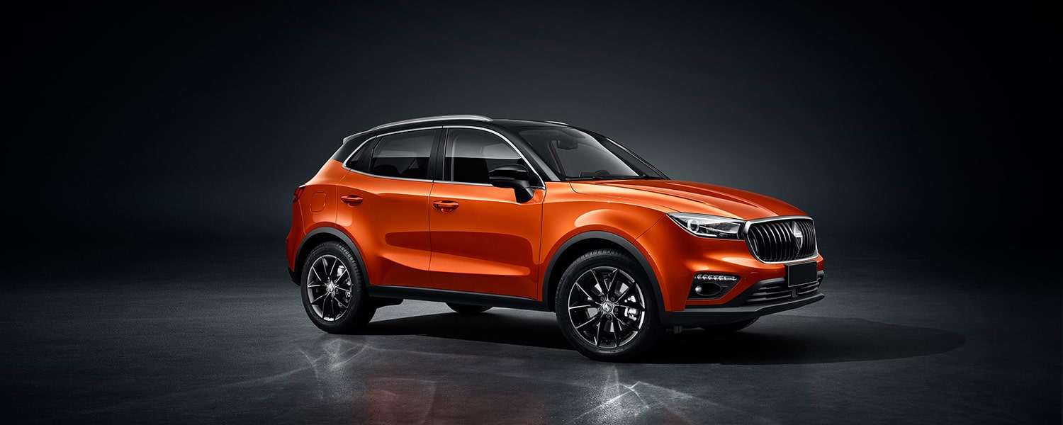 Orange Borgward SUV presented for workshop assessment in Dubai