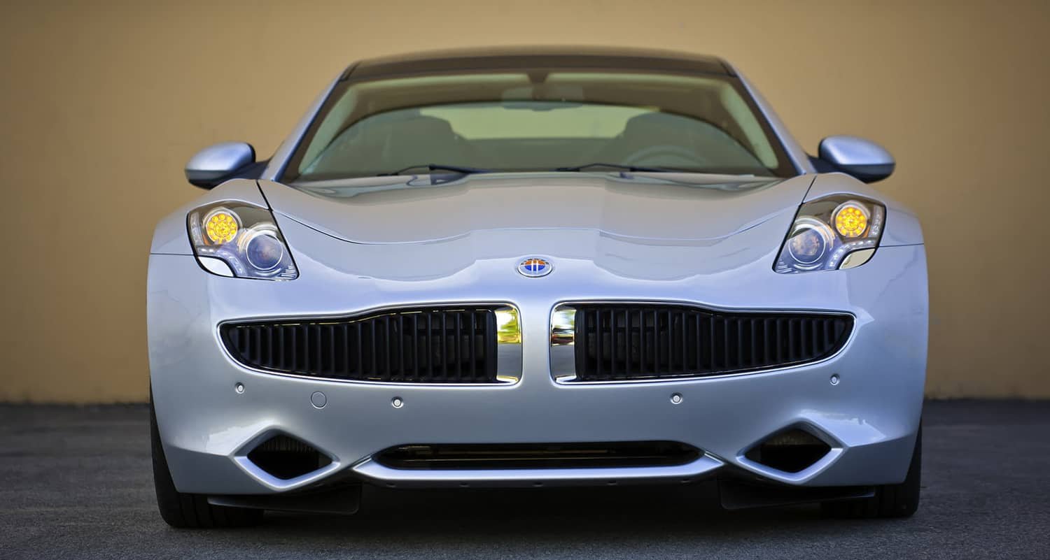 White Fisker Karma showing the legacy model body style