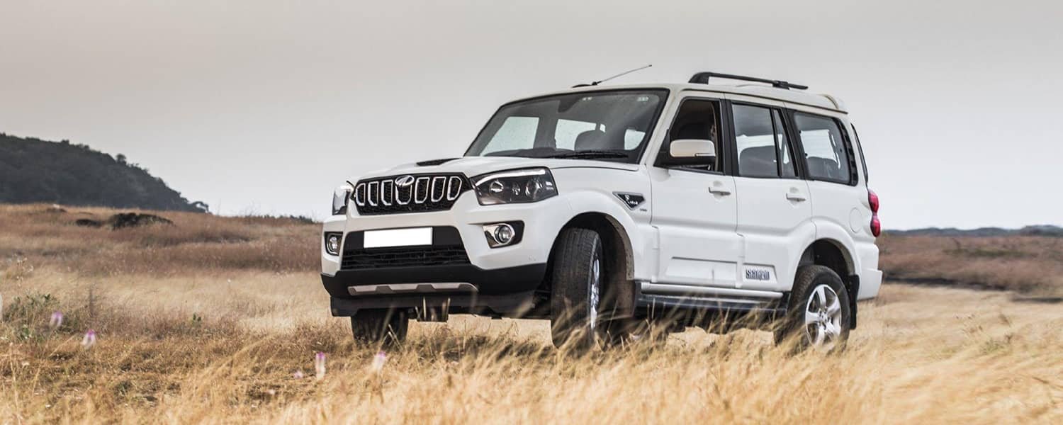 White Mahindra vehicle