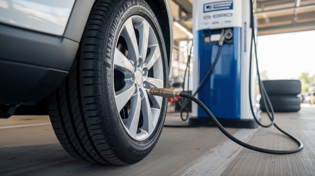 Portable car tyre inflator with pressure gauge