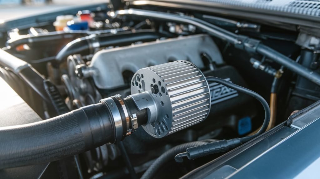 Replacement mass air flow sensor beside its intake connection