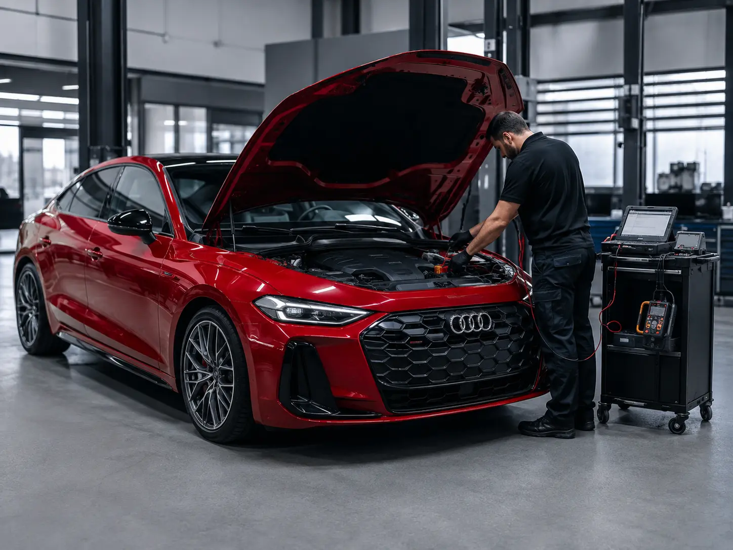 2026 Audi A5 12-volt battery load and terminal condition test