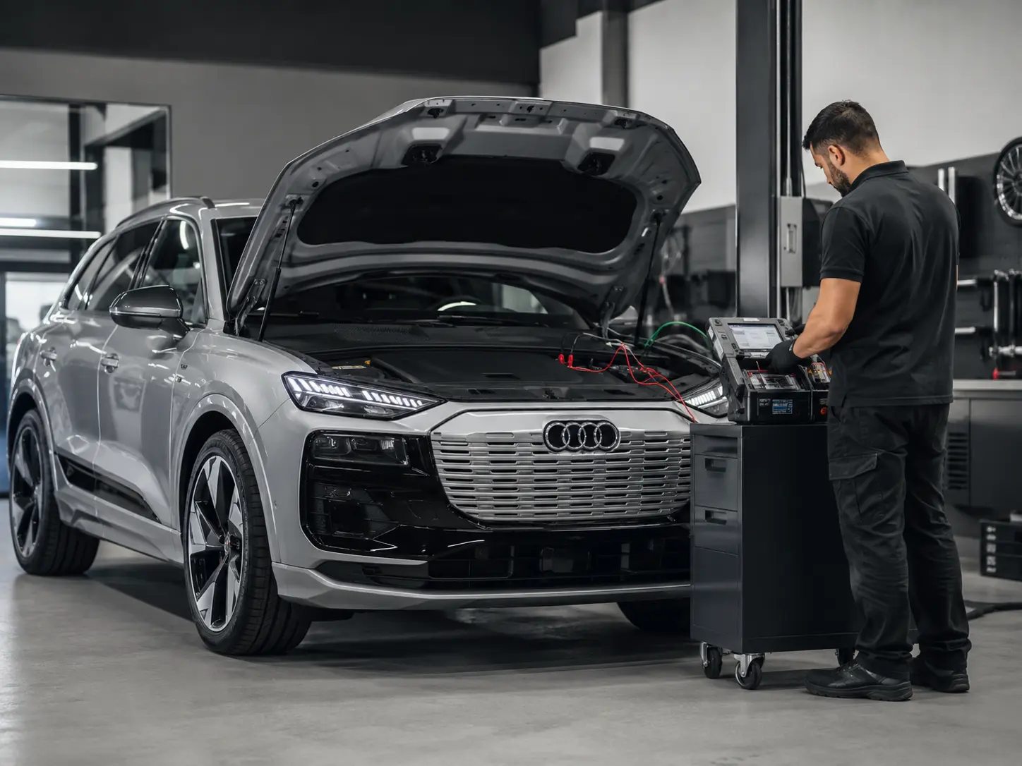 2026 Audi Q6 e-tron low-voltage electrical supply diagnostic