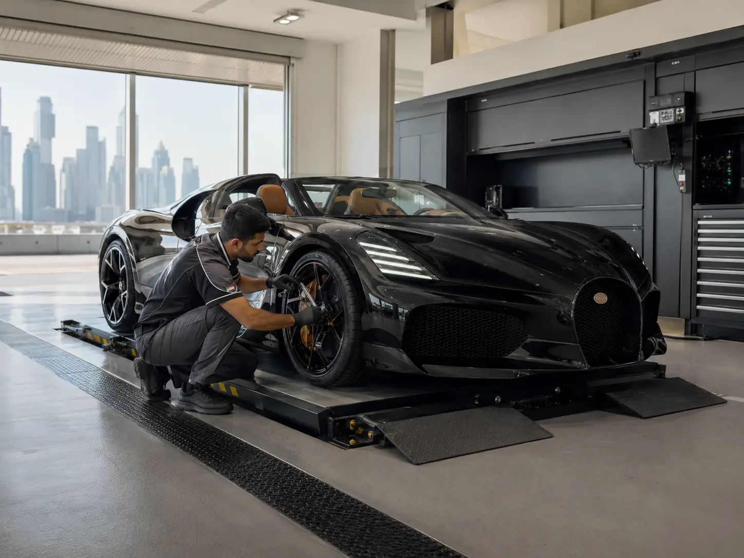 Bugatti Mistral pictured near the wheel and brake area