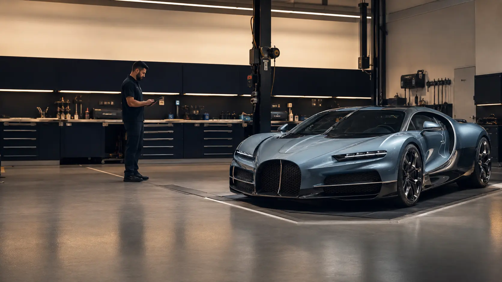 Bugatti Tourbillon pictured in a workshop setting