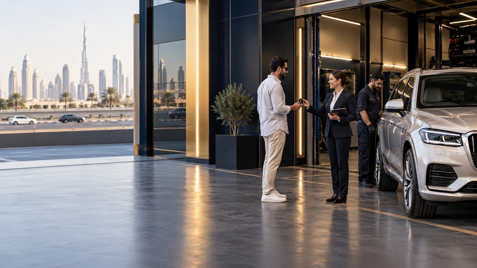 Luxury car received for repair service from Abu Dhabi
