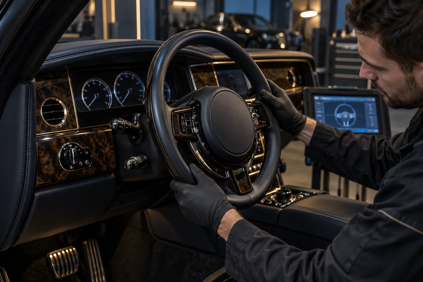 Rolls-Royce steering wheel and column inspection