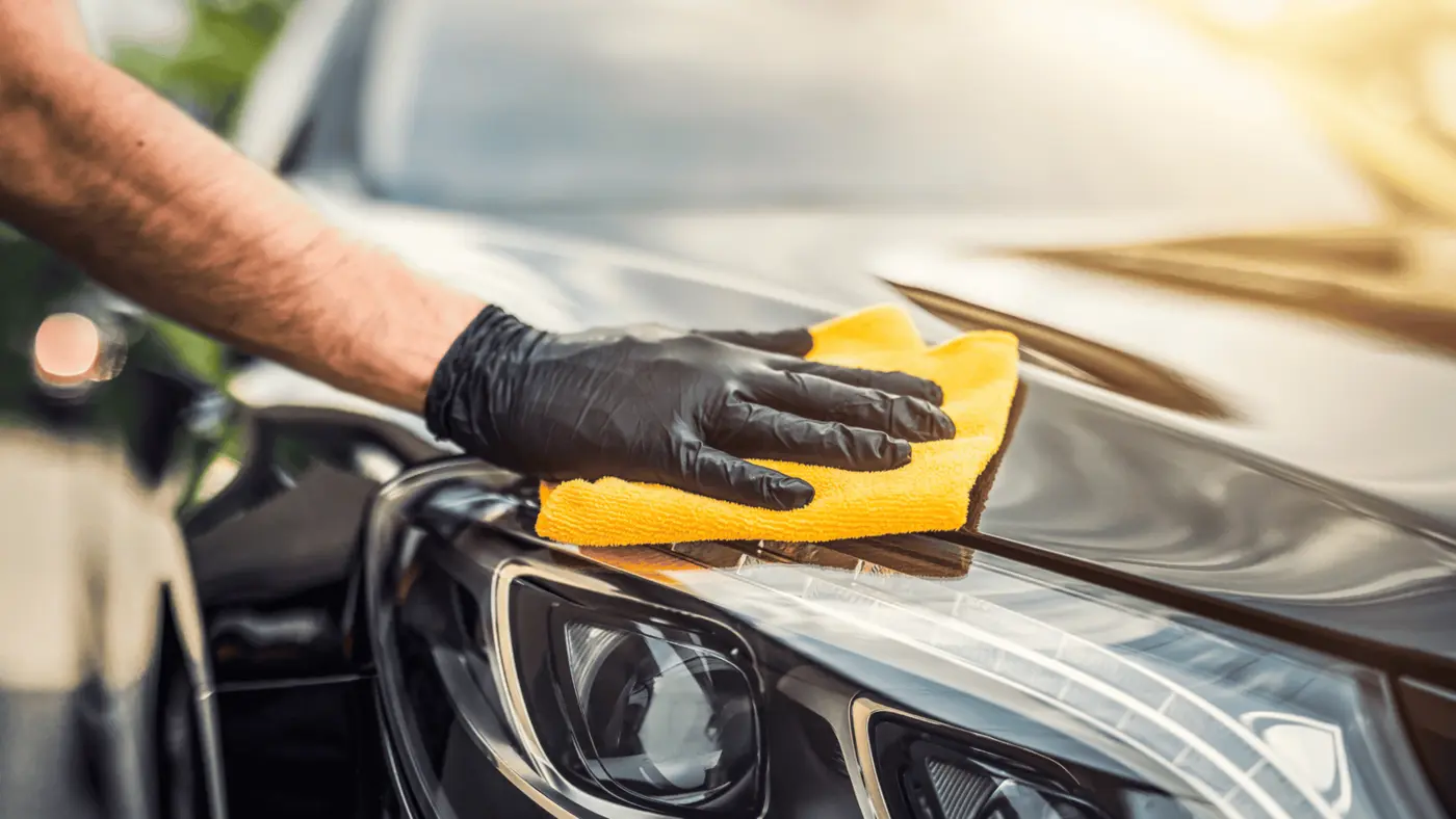 Waterless car wash products and microfiber towels for light dust